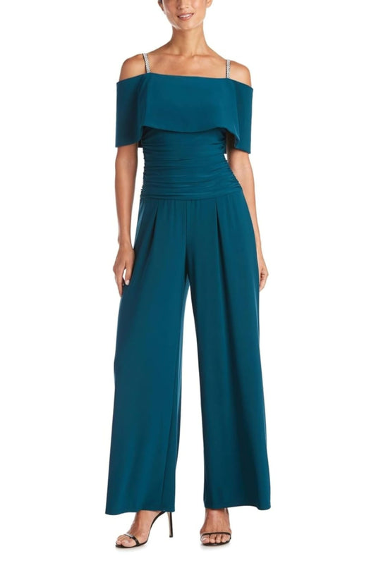 RM Richards Cold Shoulder Wide Leg Evening Jumpsuit