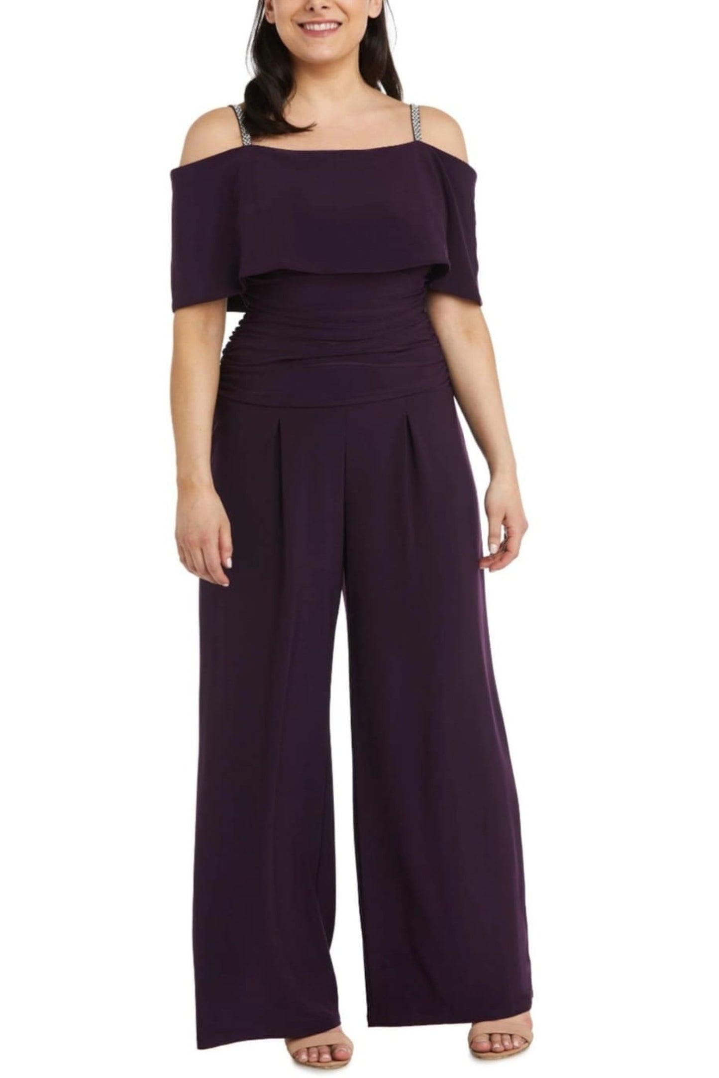 RM Richards Cold Shoulder Wide Leg Evening Jumpsuit