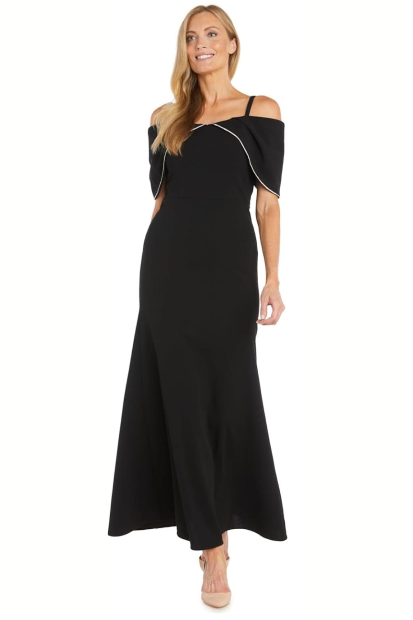 RM Richards Cold Shoulder Strap Evening Gown