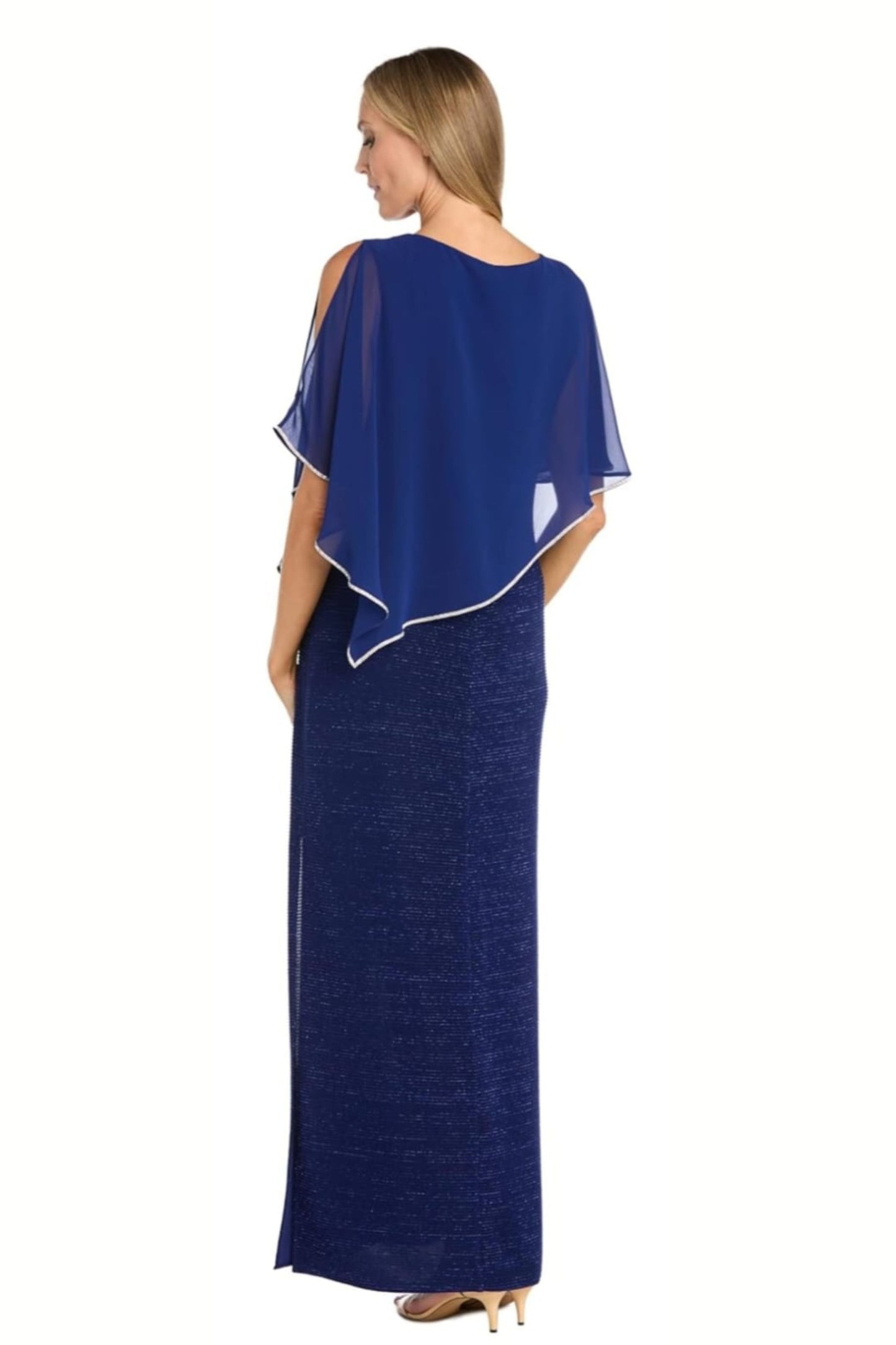 RM Richards Sheer Cape Long Evening Dress