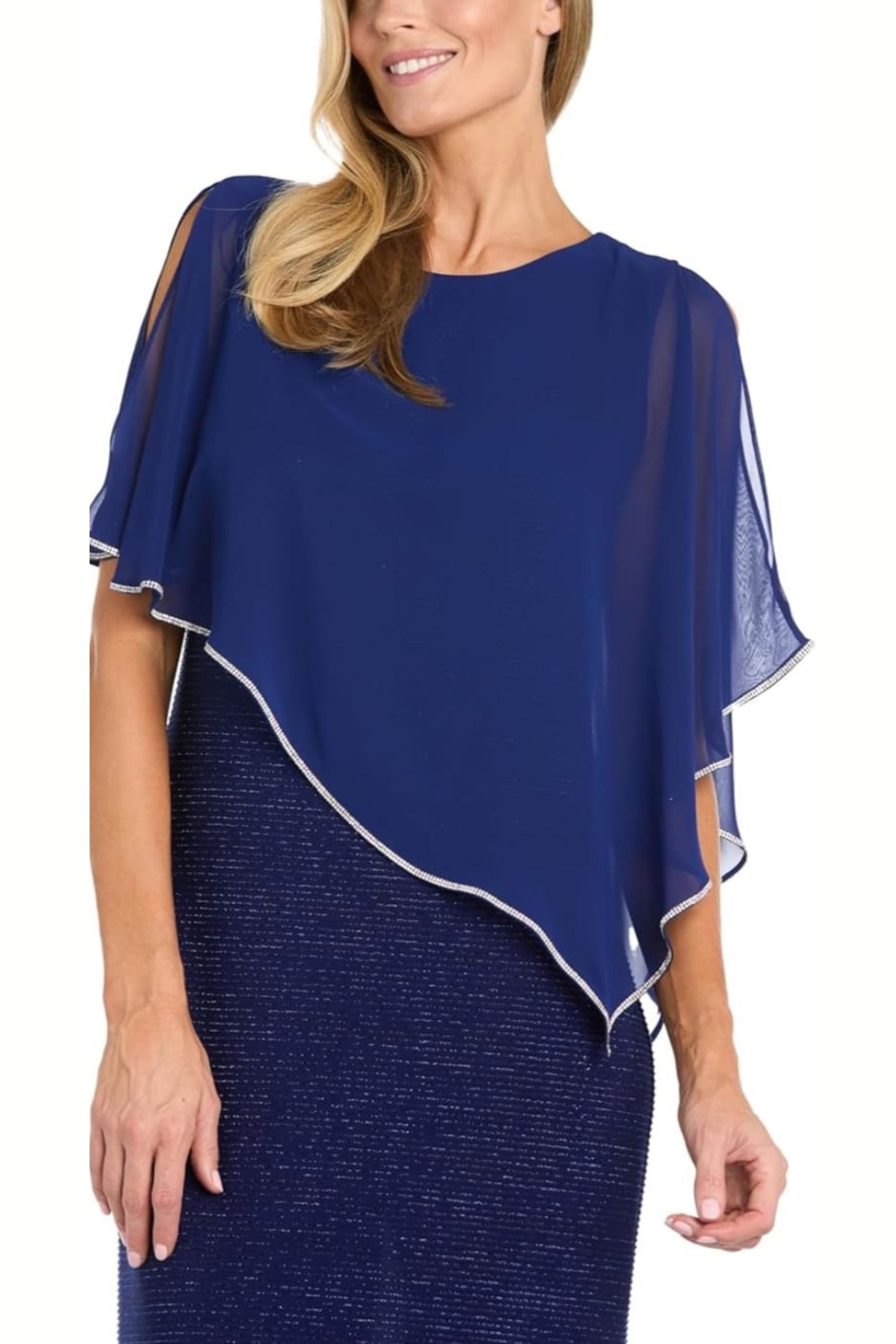 RM Richards Sheer Cape Long Evening Dress