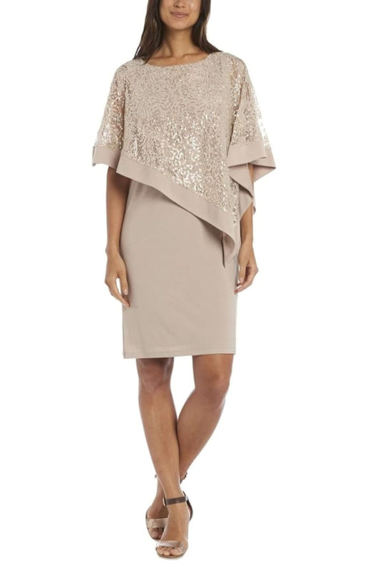 RM Richards Asymmetrical Capelet Short Evening Dres