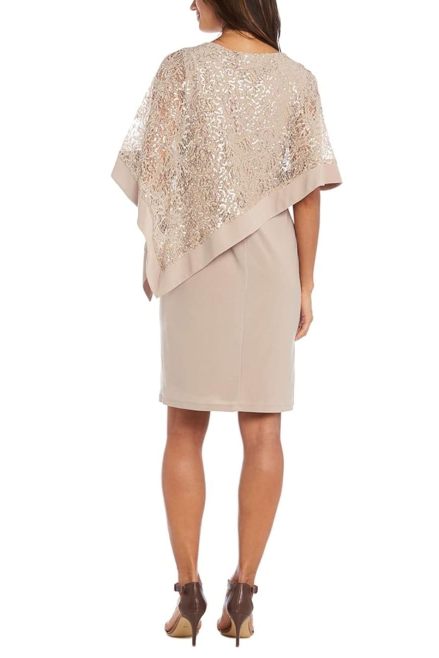 RM Richards Asymmetrical Capelet Short Evening Dres