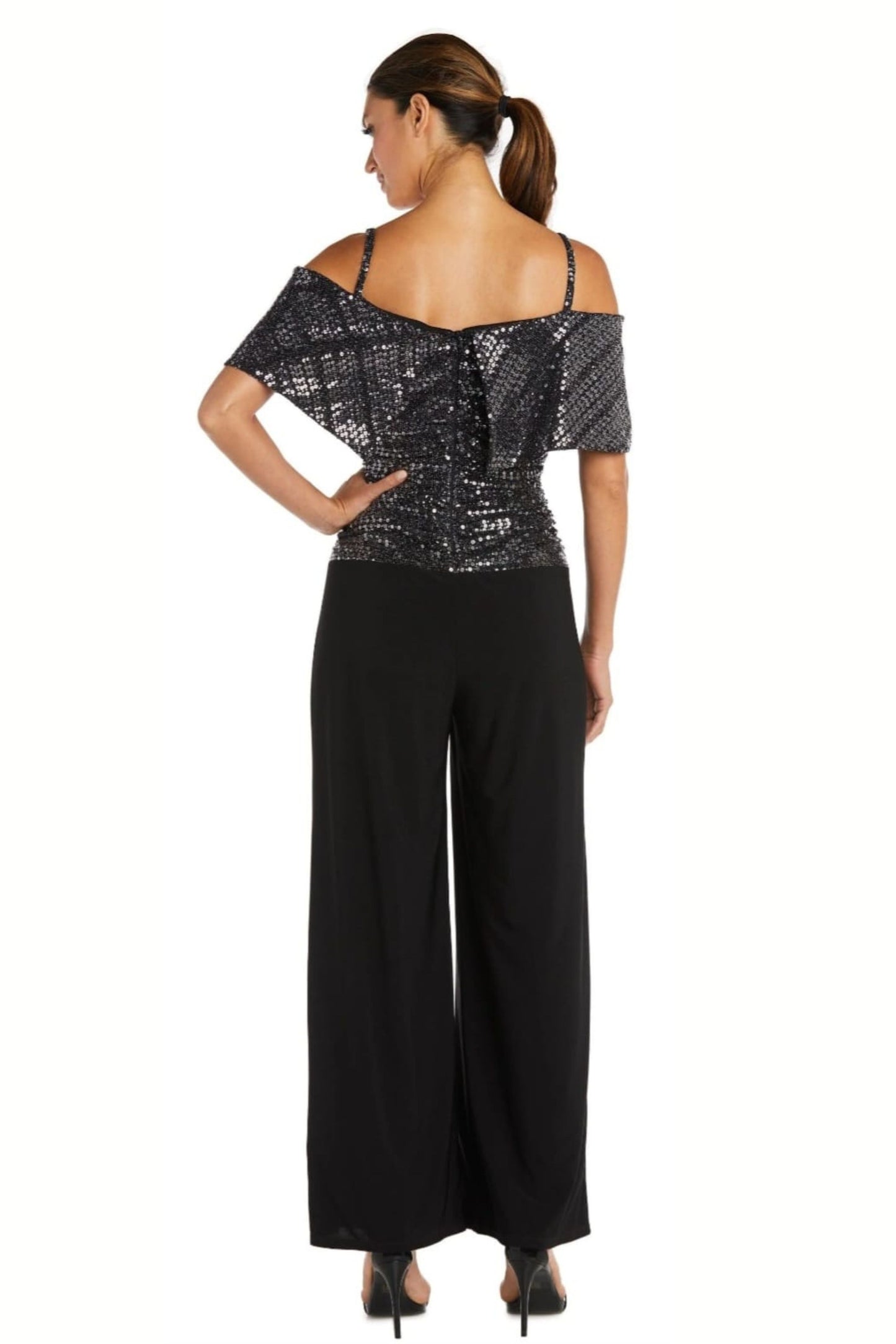 RM Richards Sequin Off The Shoulder Jumpuit