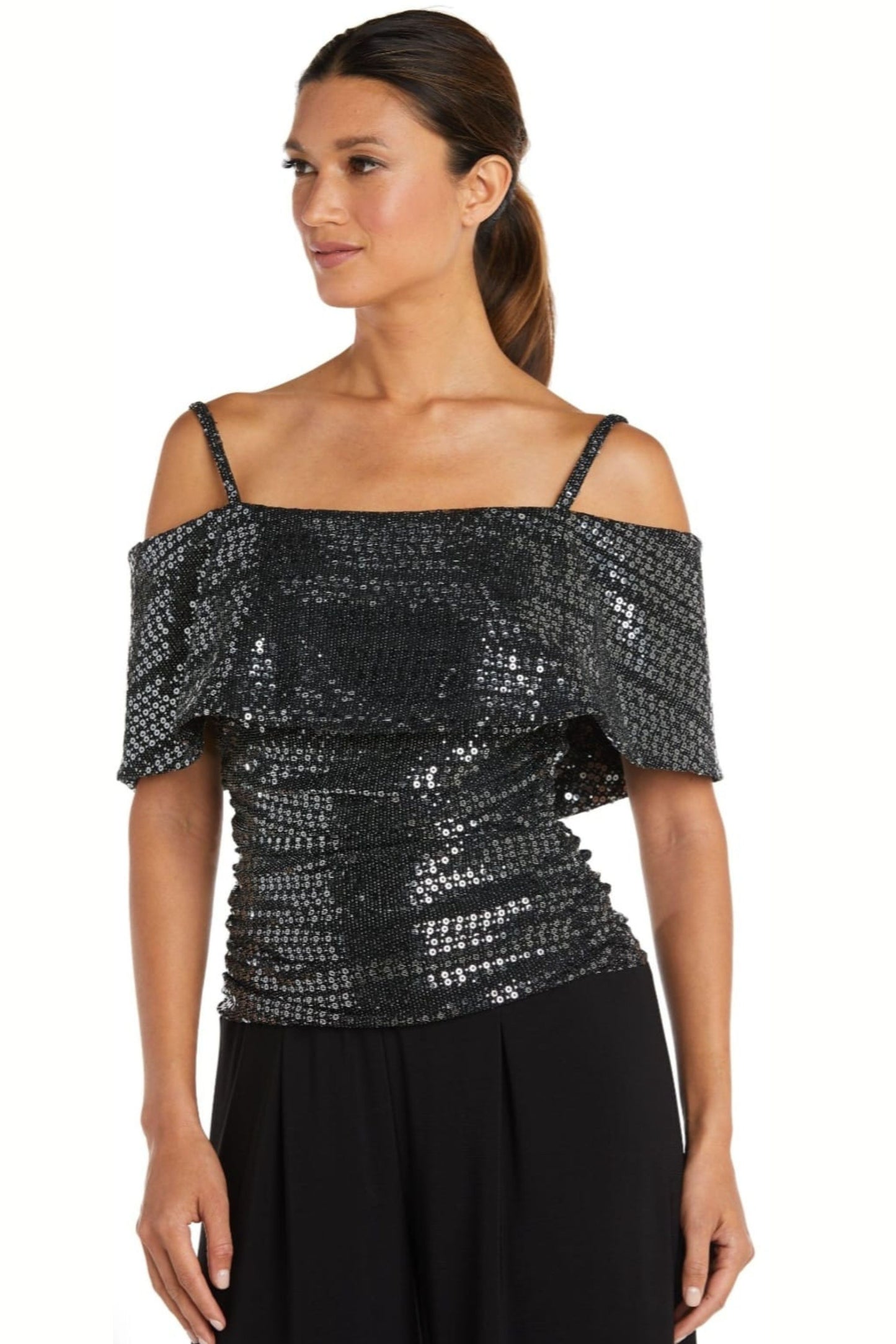 RM Richards Sequin Off The Shoulder Jumpuit