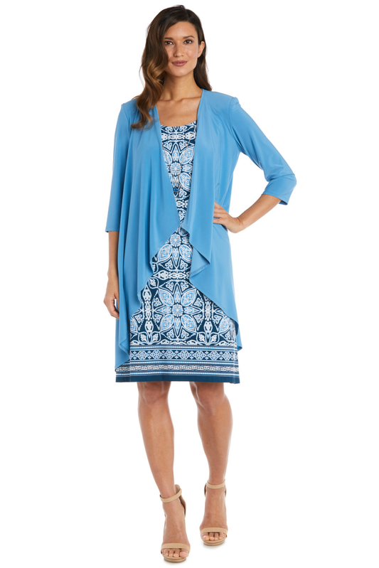 RM Richards Textured Floral Motif Jacket Dress