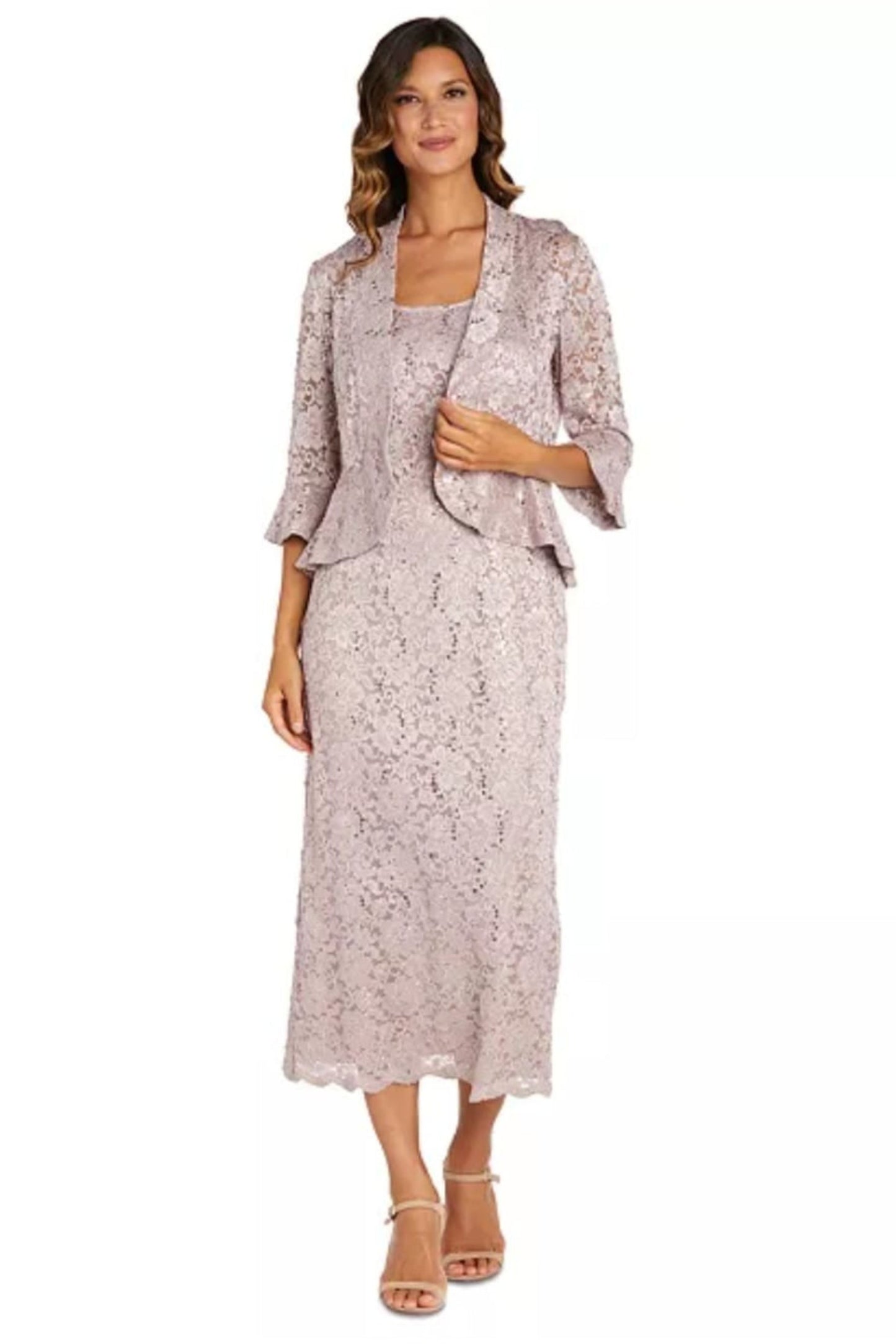 RM Richards Sequin Lace Two-Piece Jacket Dress