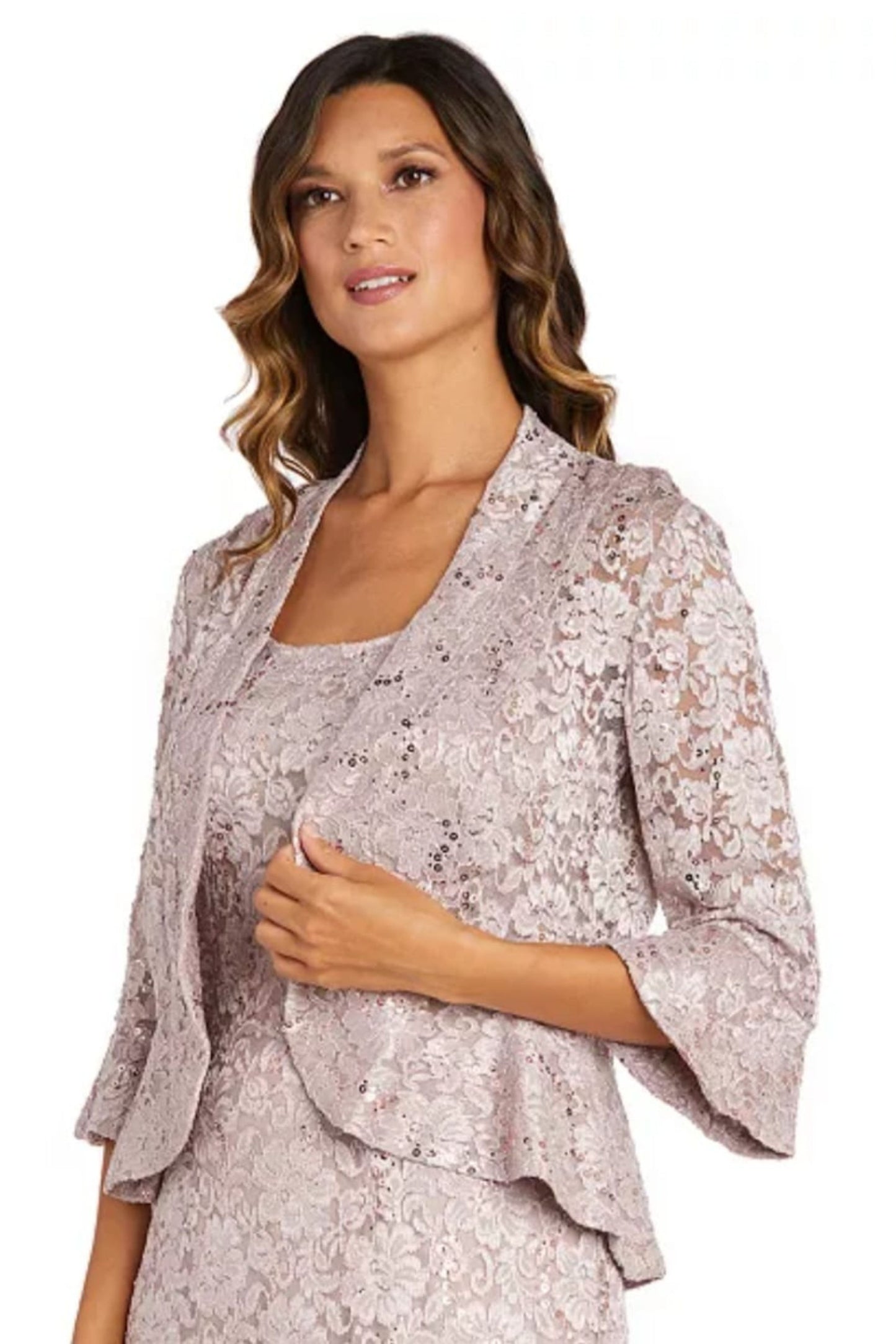 RM Richards Sequin Lace Two-Piece Jacket Dress