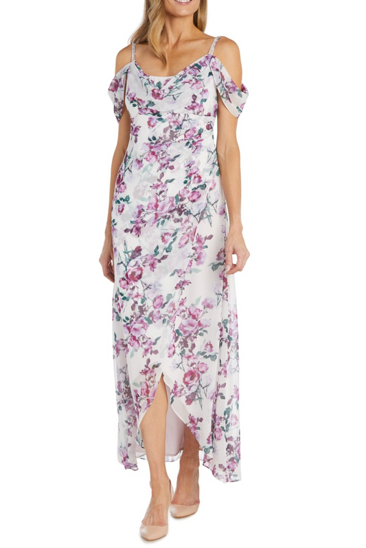 RM Richards Floral Cold Shoulder Special Occasion Dress