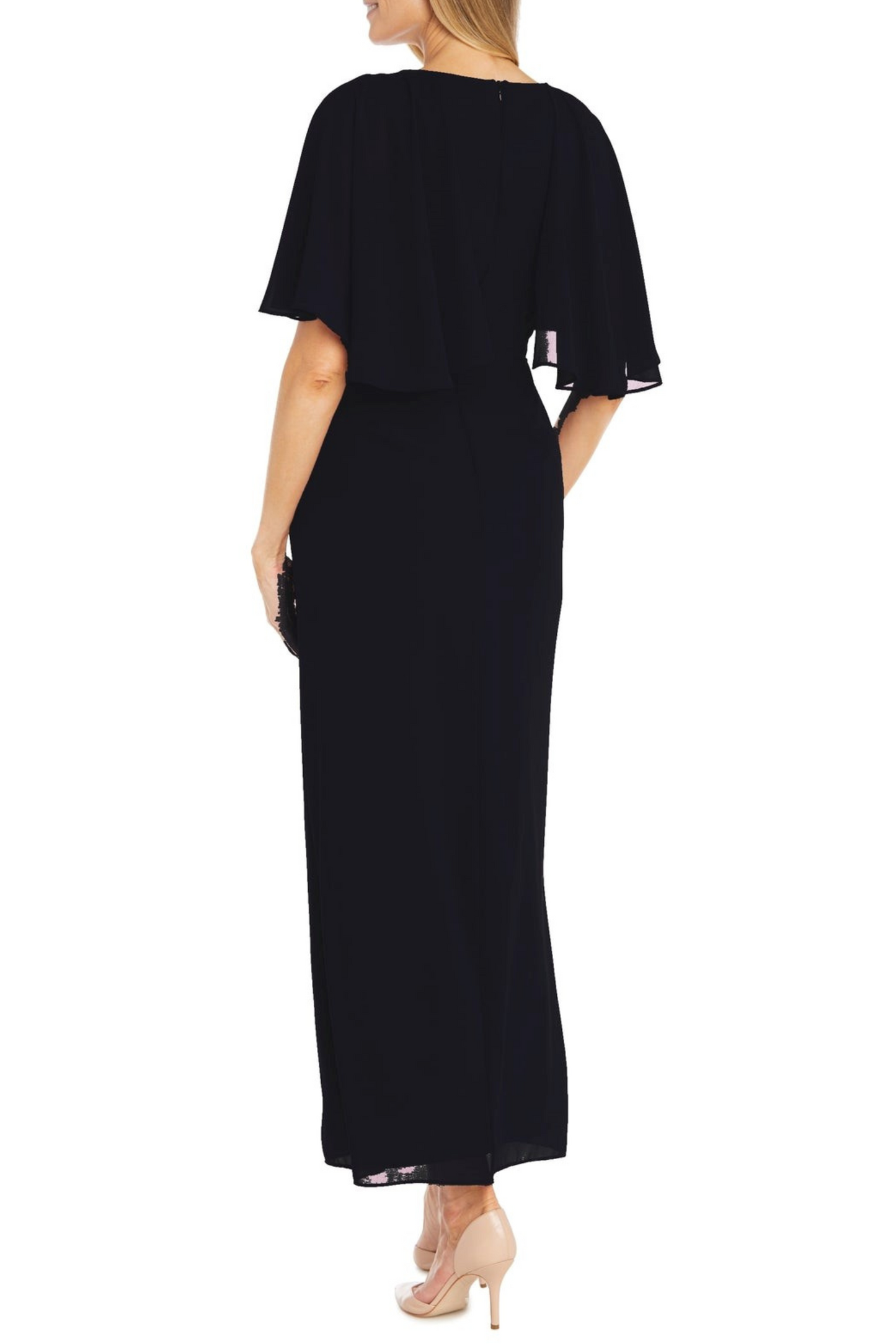 RM Richards Long Chiffon Caplet Evening Dress