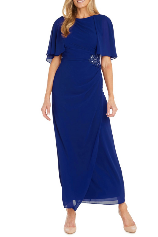 RM Richards Long Chiffon Caplet Evening Dress