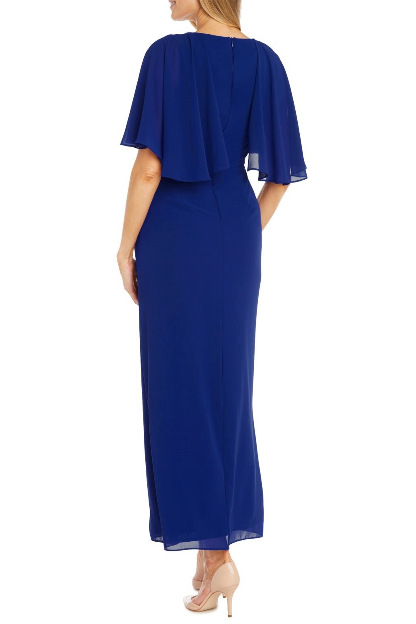 RM Richards Long Chiffon Caplet Evening Dress