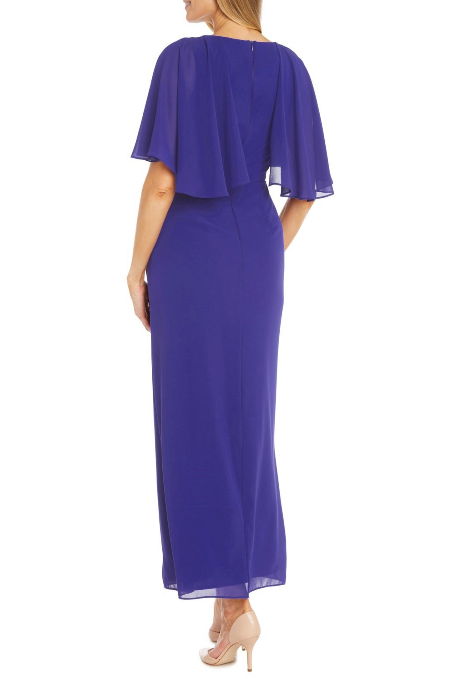 RM Richards Long Chiffon Caplet Evening Dress