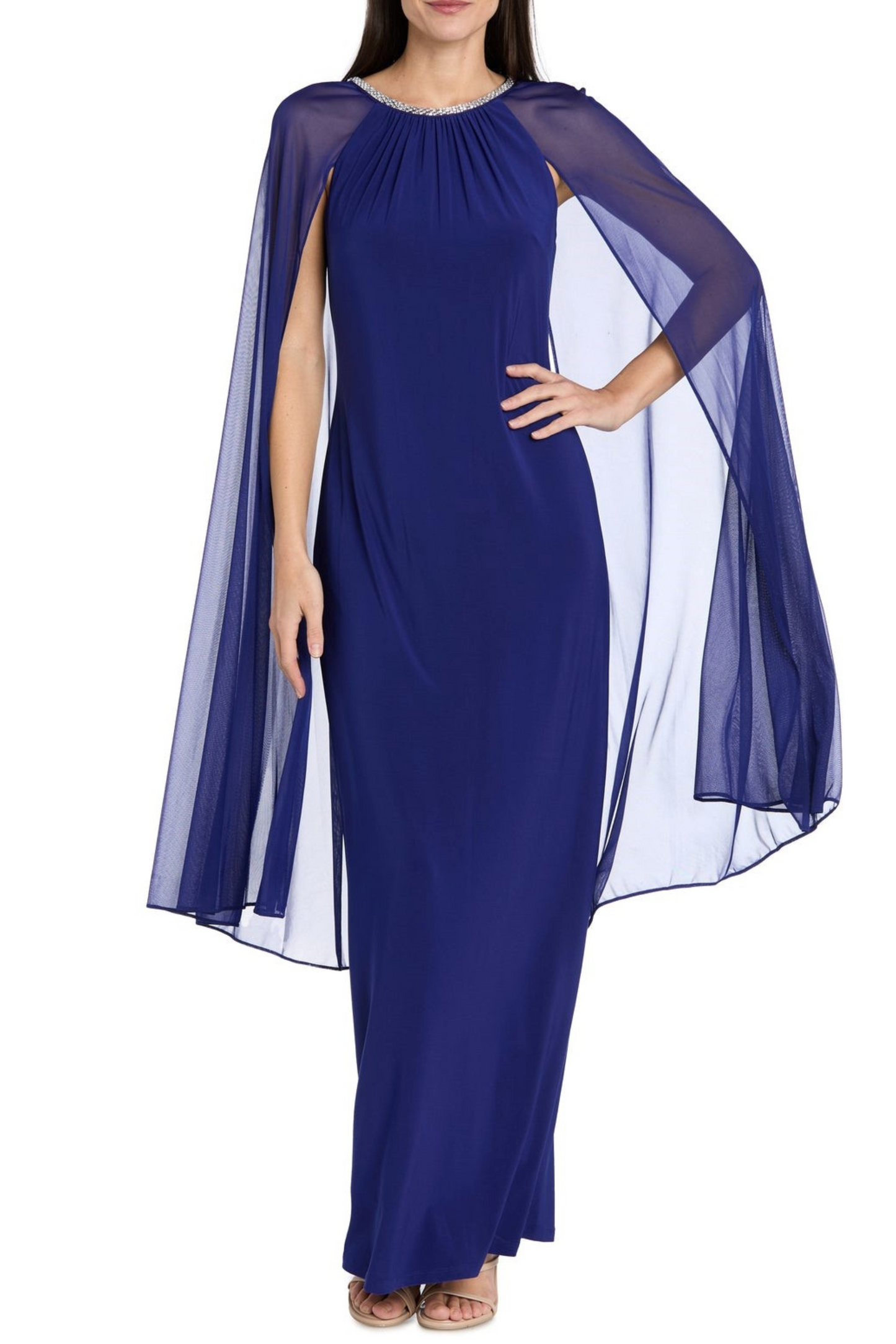 RM Richards Rhinestone Neck Long Evening Dress