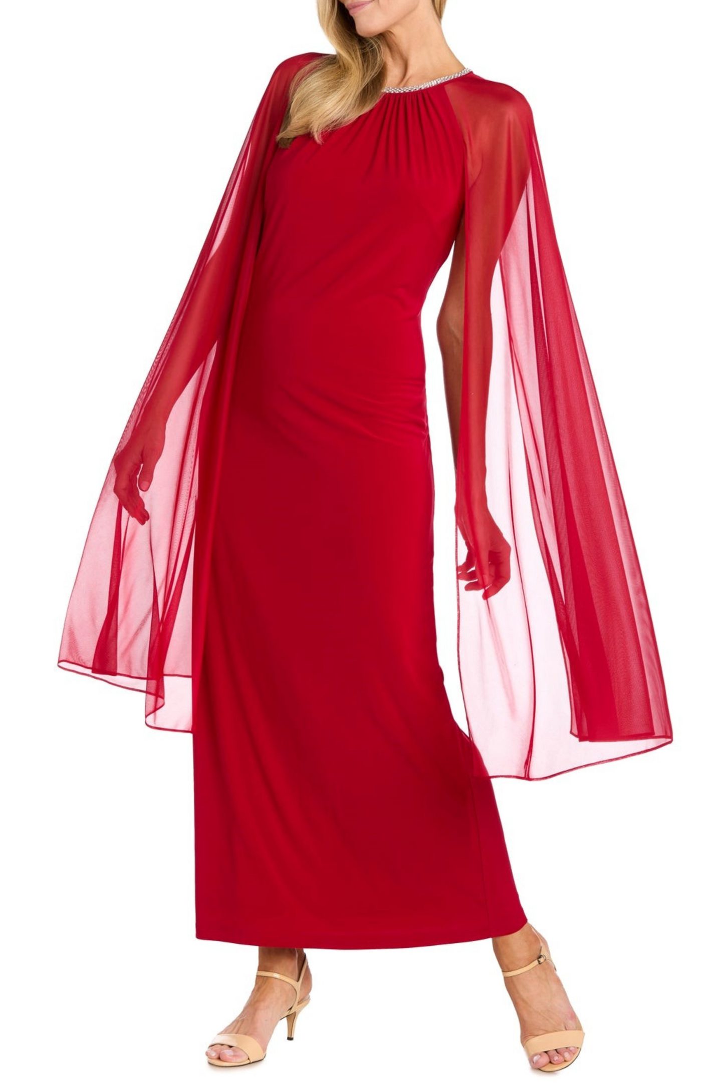 RM Richards Rhinestone Neck Long Evening Dress