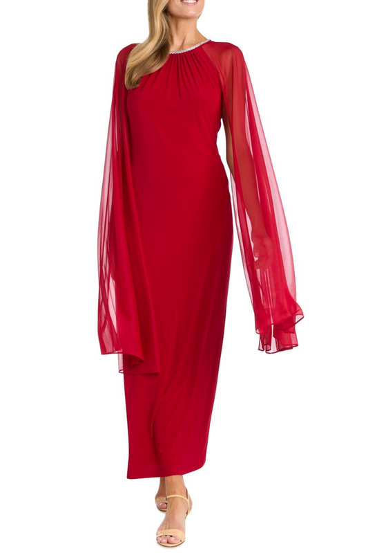 RM Richards Rhinestone Neck Long Evening Dress