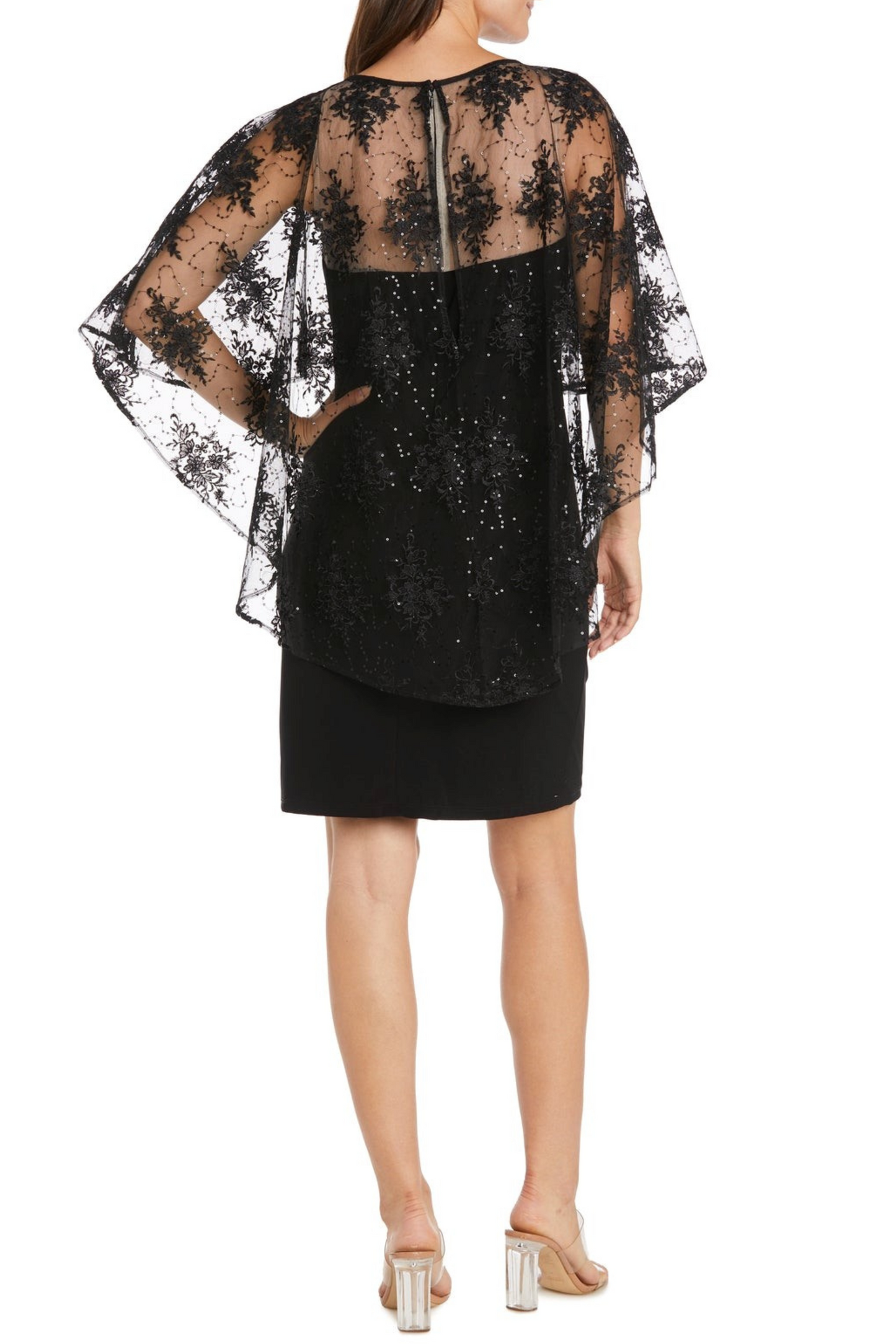 RM Richards Lace Caplet Short Evening Dress