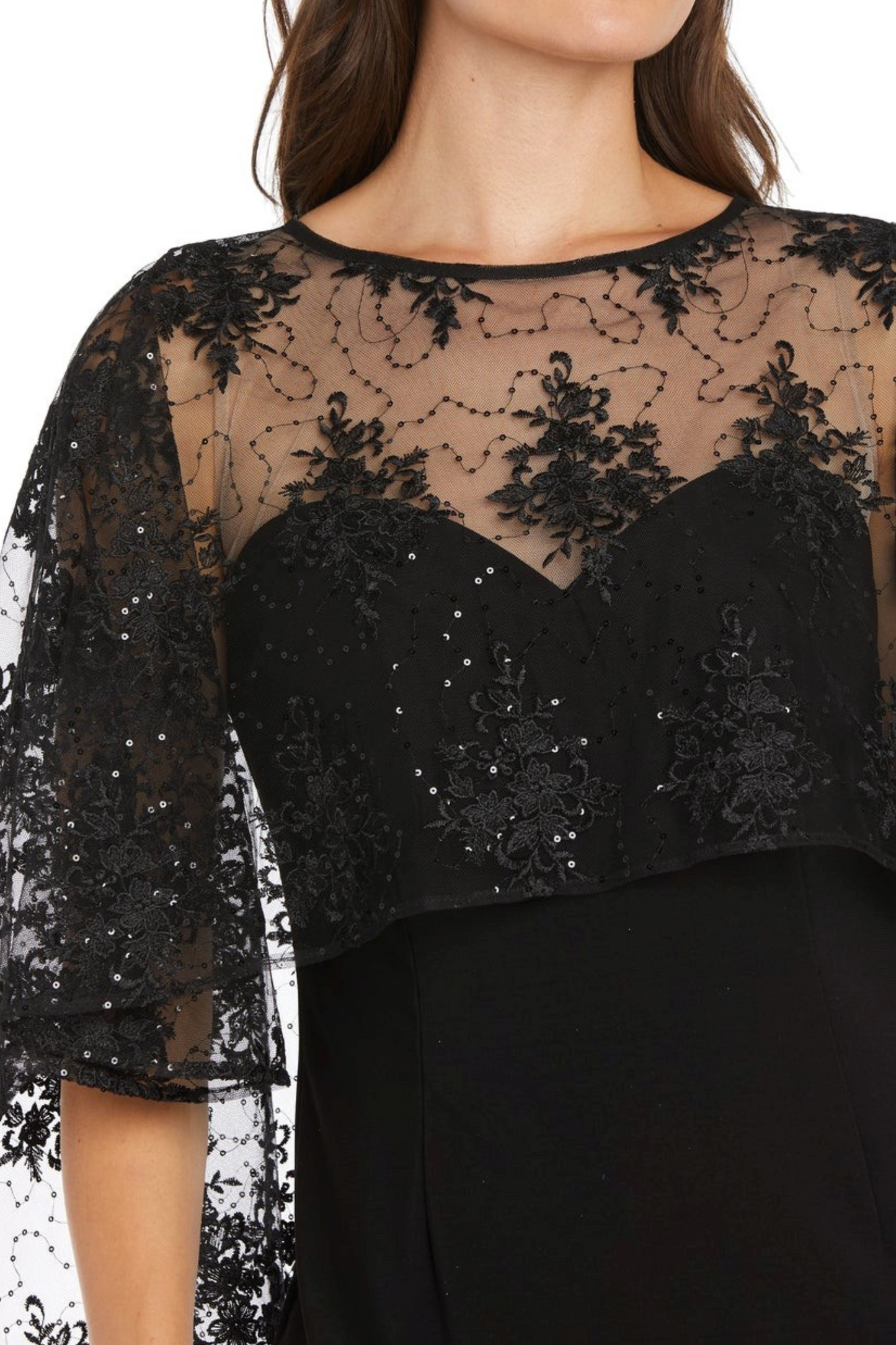 RM Richards Lace Caplet Short Evening Dress