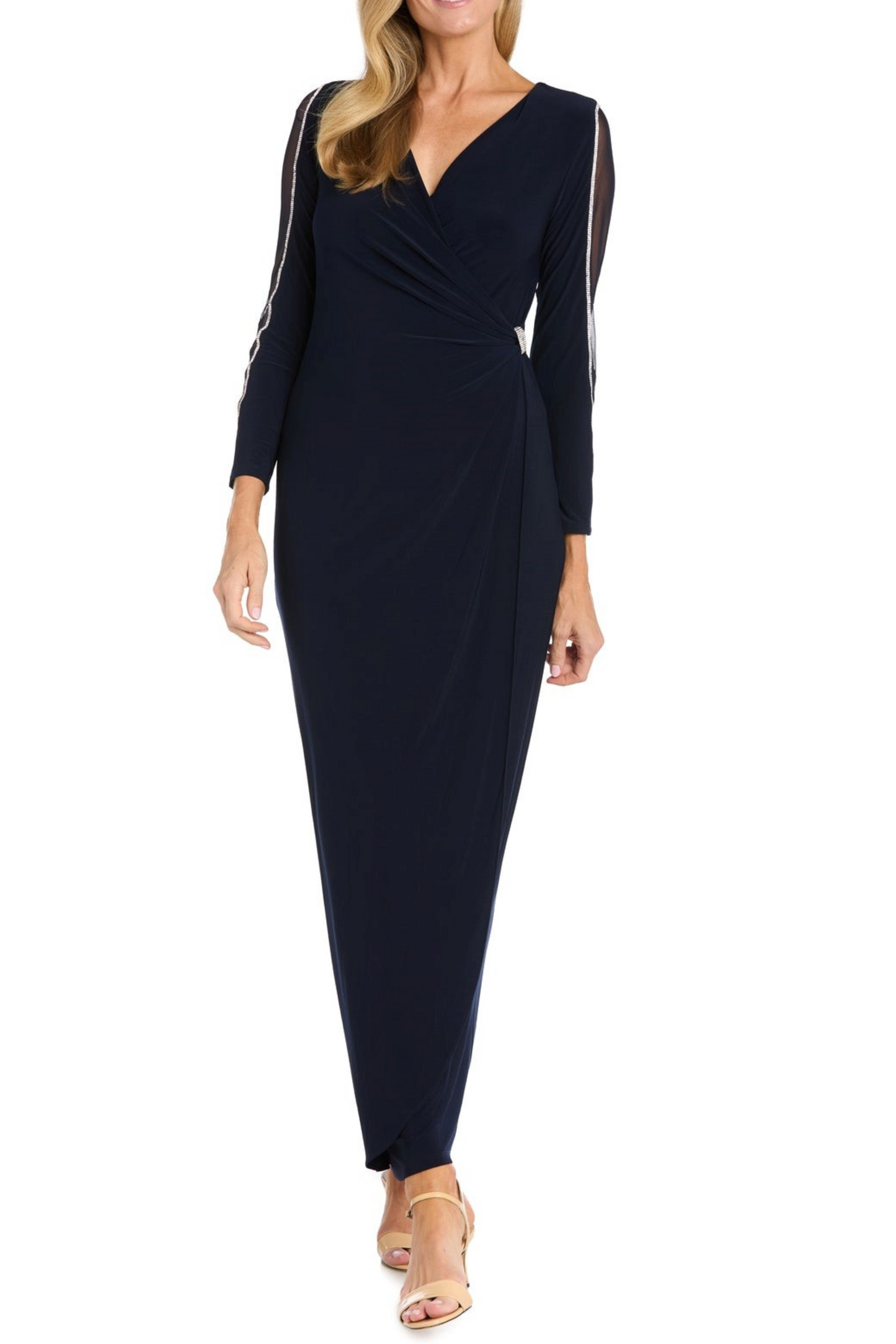 RM Richards Long Faux Wrap Style Evening Dress