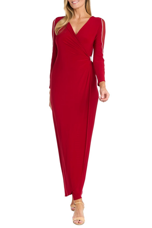RM Richards Long Faux Wrap Style Evening Dress