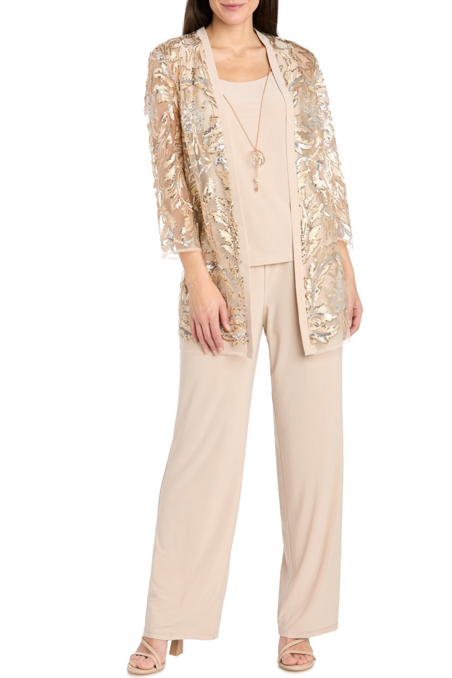 RM Richards Gold 3 Piece Evening Pant Set
