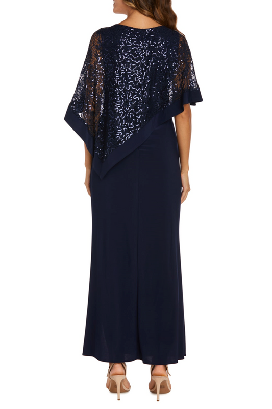 RM Richards Sequined Lace Poncho Top Evening Dress