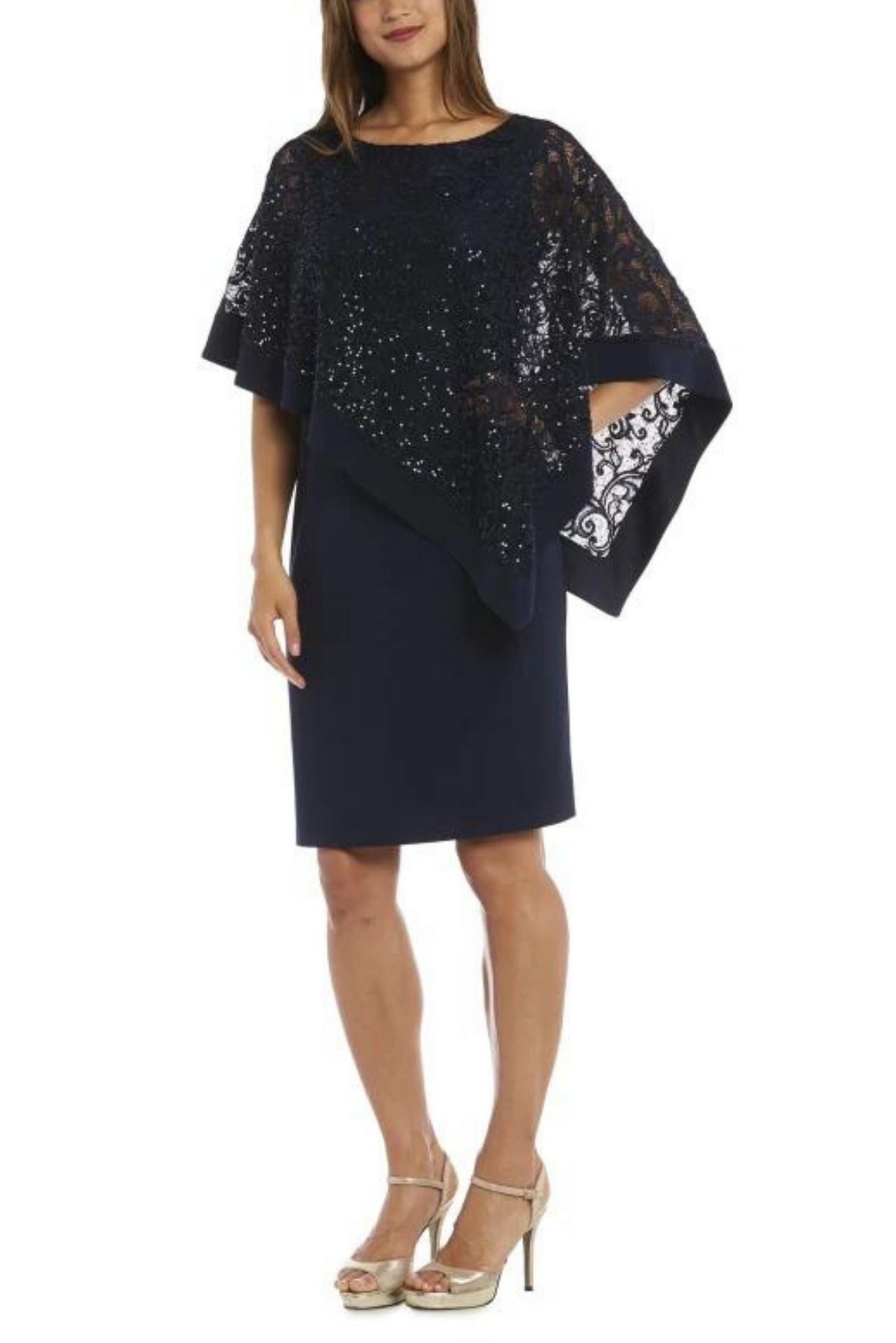 R&M Richards Sleeveless Lace Overlay Sheath Dress