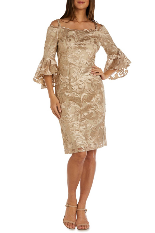 R&M Richards Off-the-Shoulder Bell Sleeve Dress