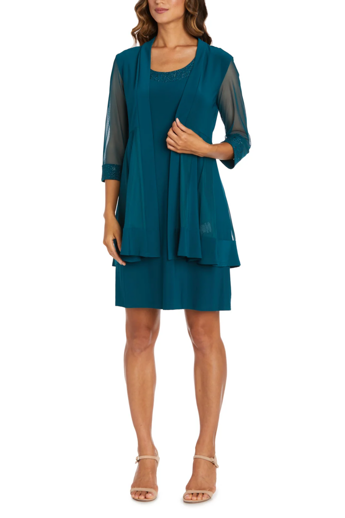 RM Richards Sparkle Mesh Evening Jacket Dress