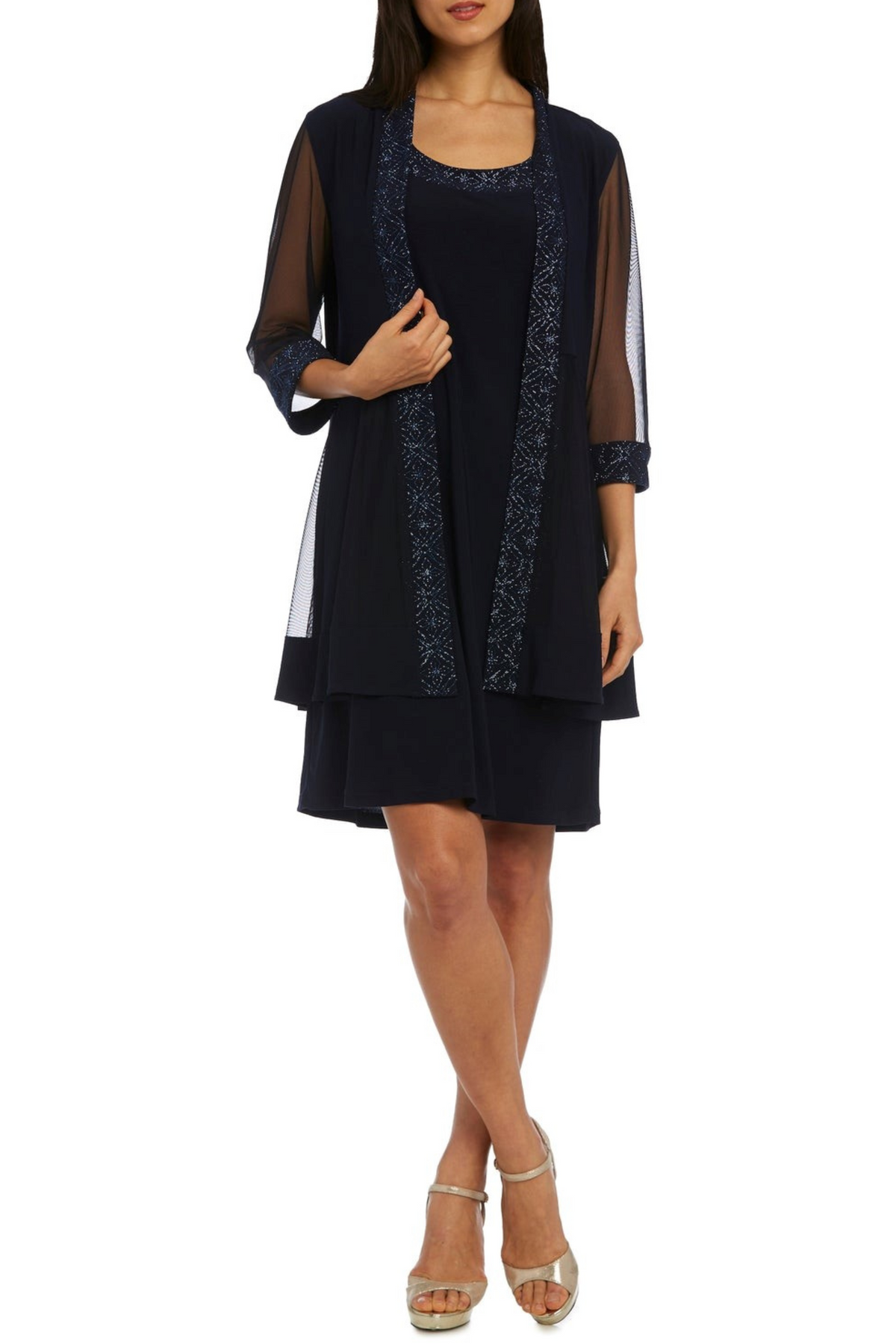 RM Richards Shimmery 3/4 Sleeve Jacket Dress