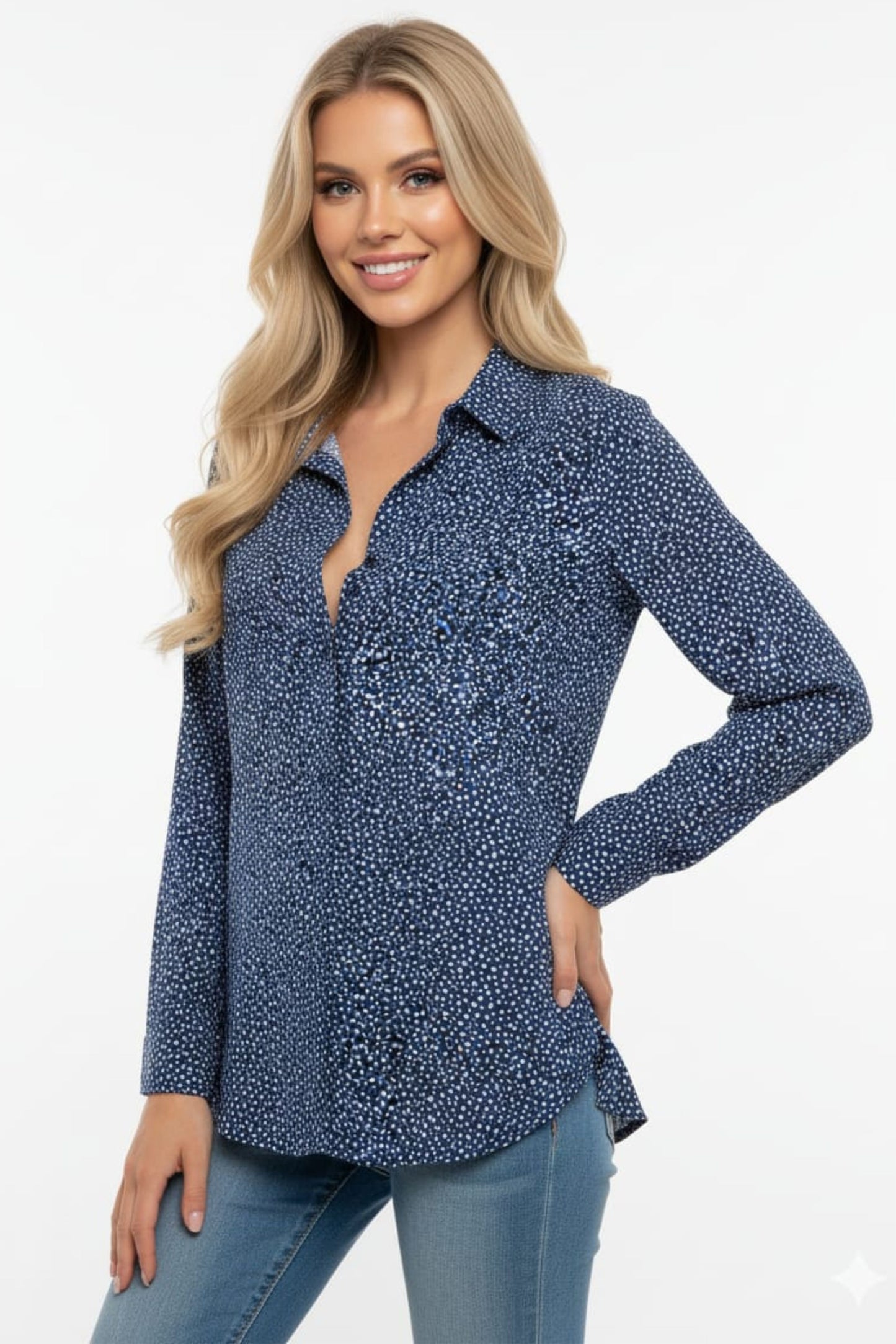 Grand & Greene Multi Print Collared Button Down Top