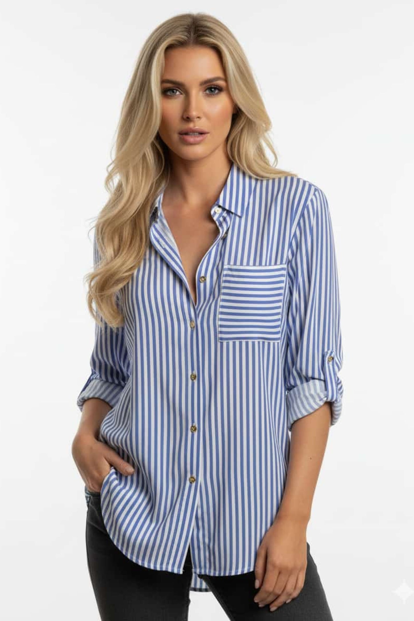 Grand & Greene Stripe Button Down Top