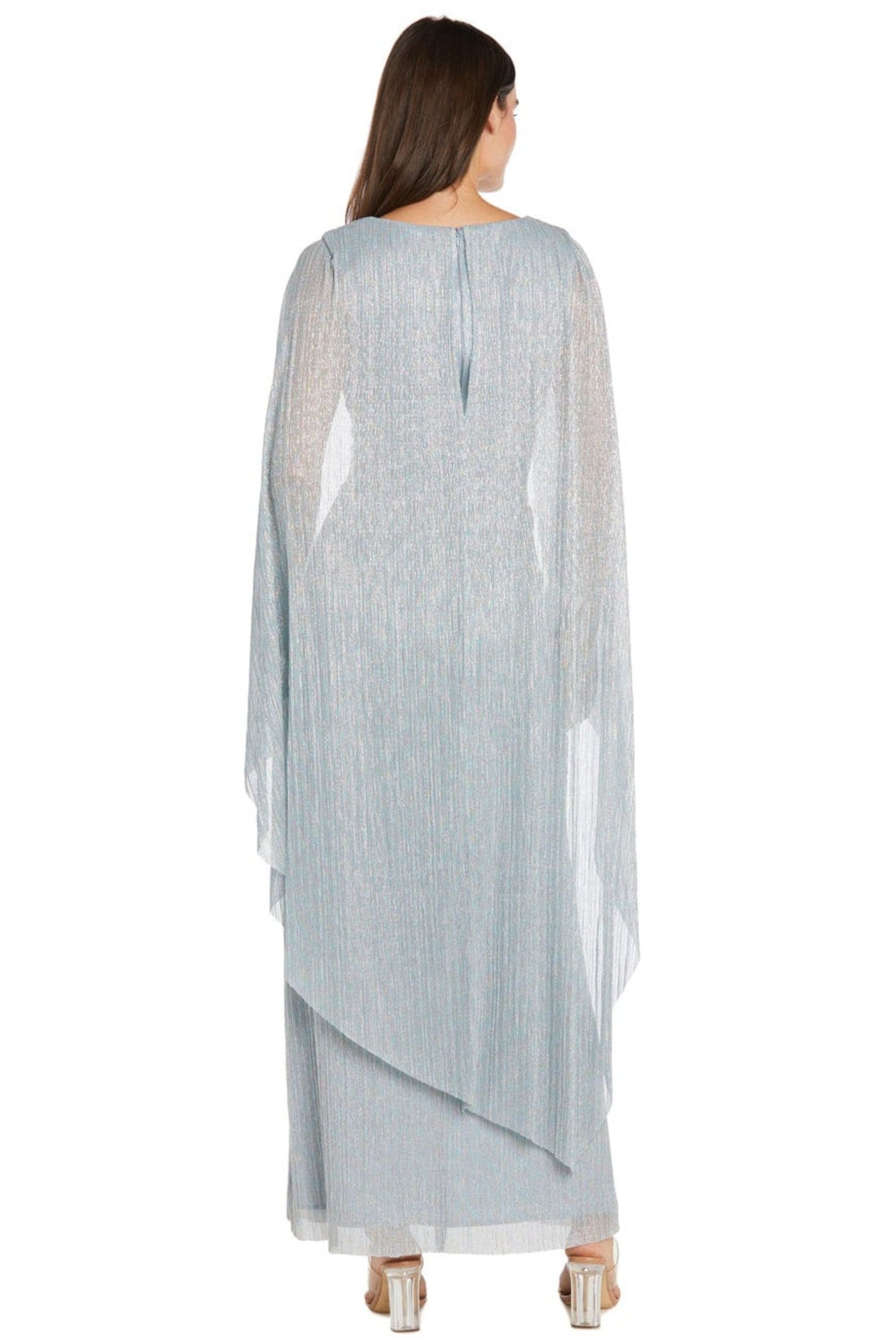 RIM Richards Caplet Metallic Long Evening Dress