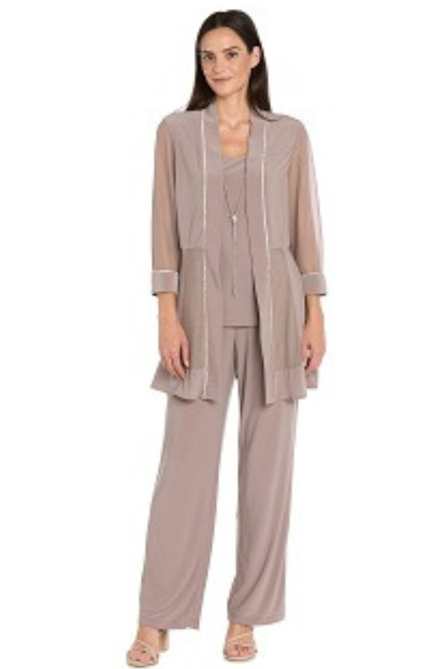 RM Richards Embellished Two-Piece Pants Set