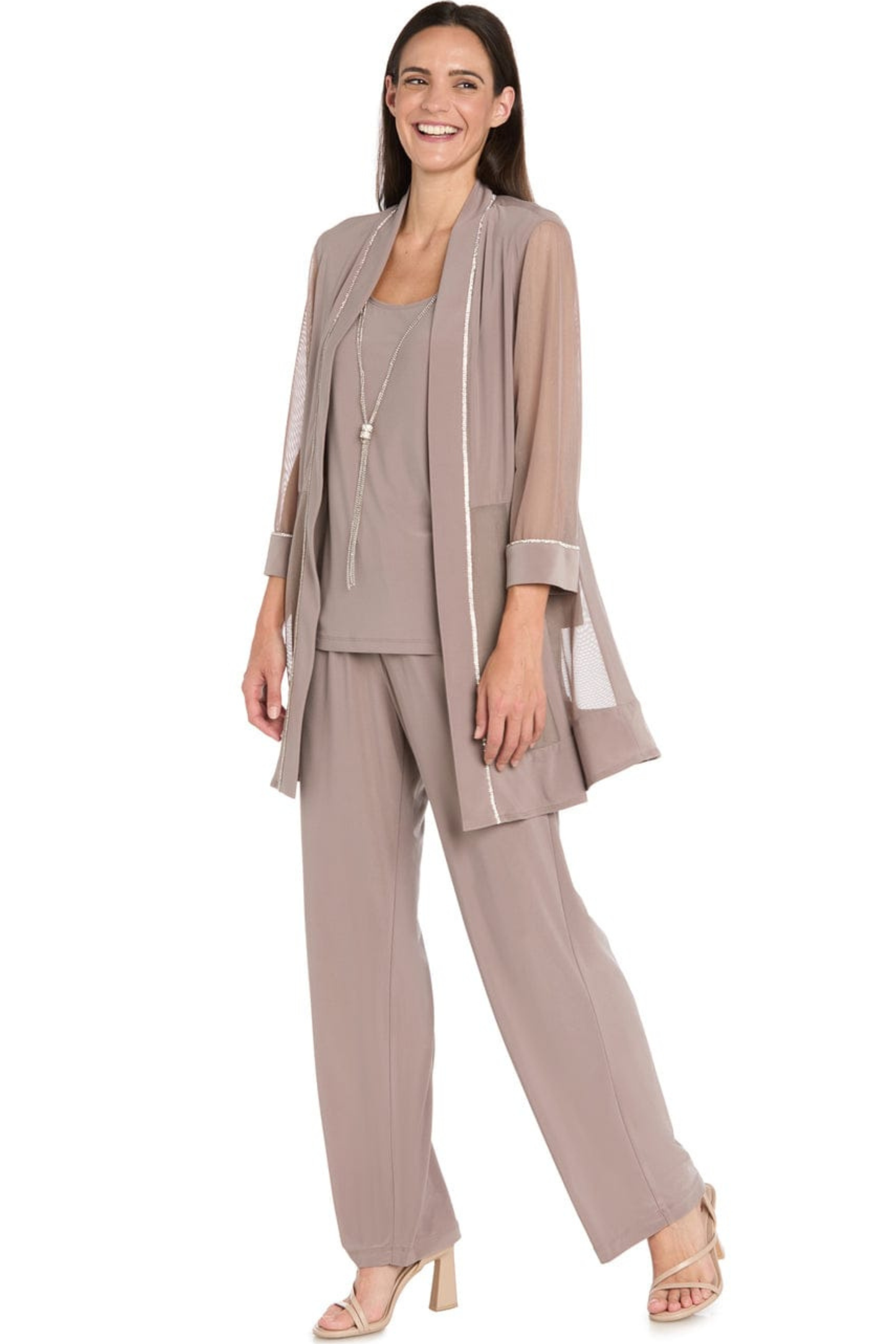 RM Richards Embellished Two-Piece Pants Set