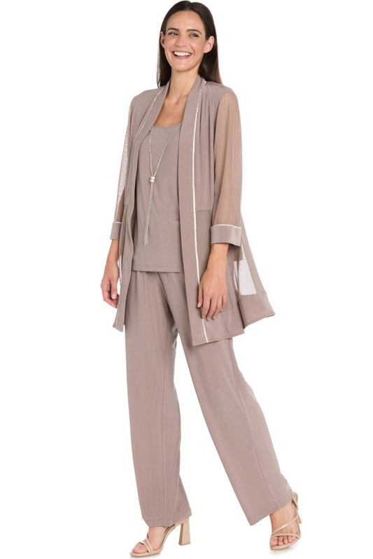 RM Richards Embellished Two-Piece Pants Set