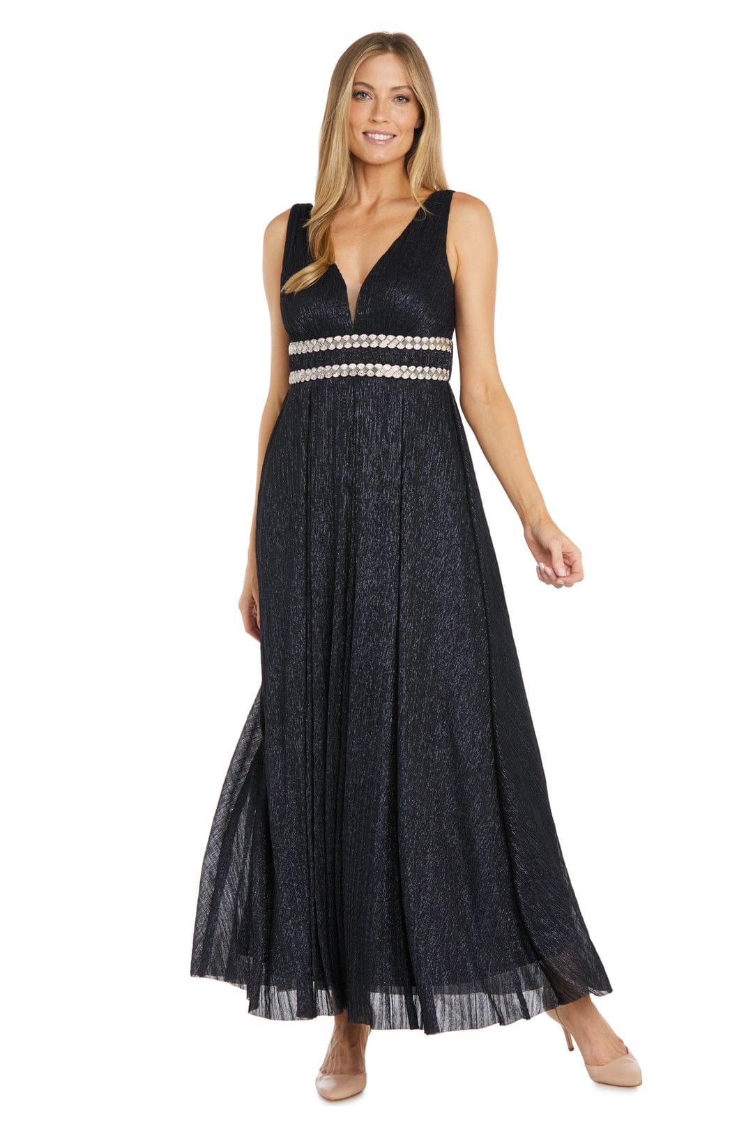 RIM Richards Plisse Sleeveless Long Evening Dress