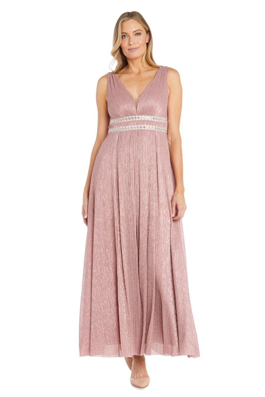 RIM Richards Plisse Sleeveless Long Evening Dress