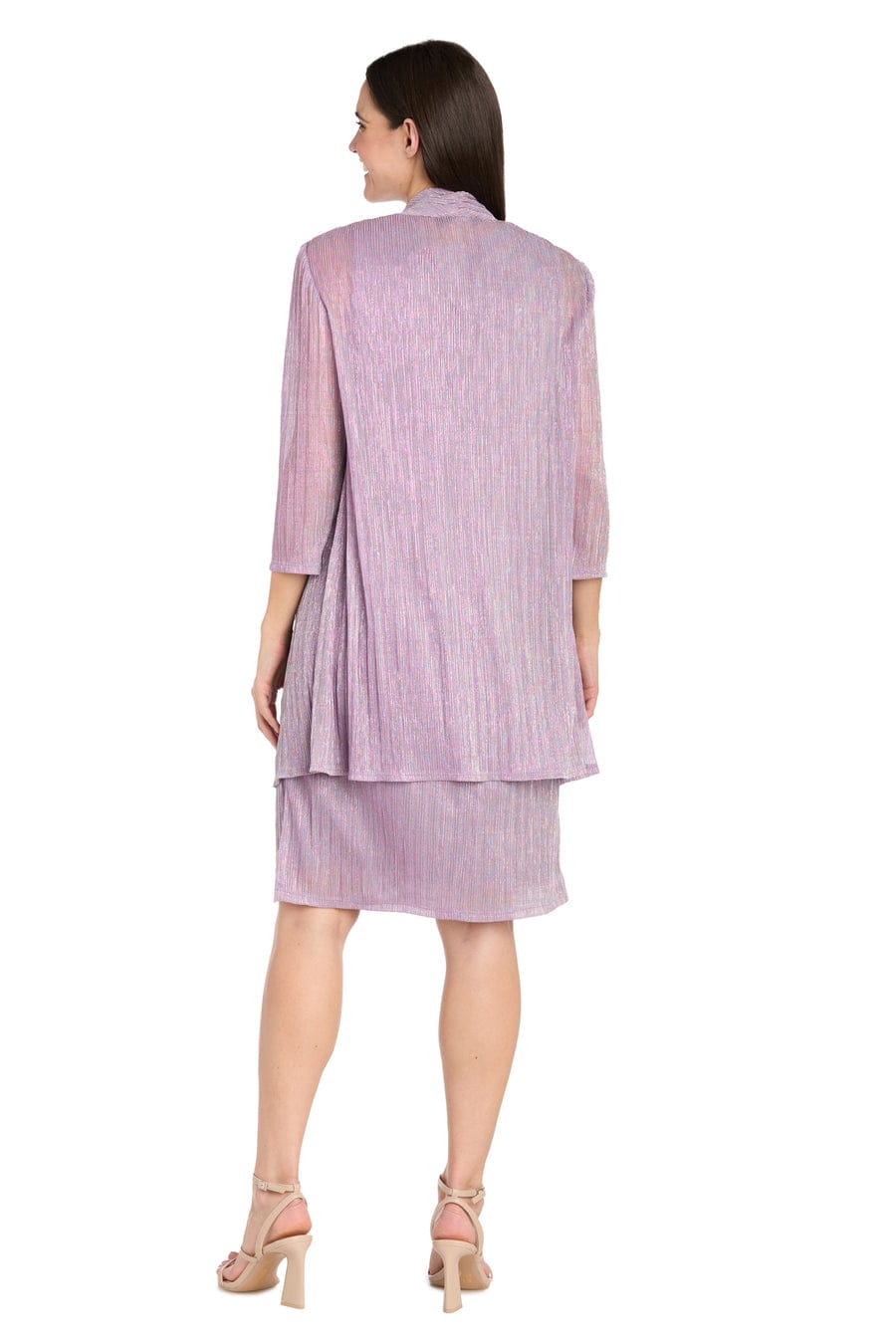 R&M Richards Metallic Knit Two-Piece Jacket Dress Set