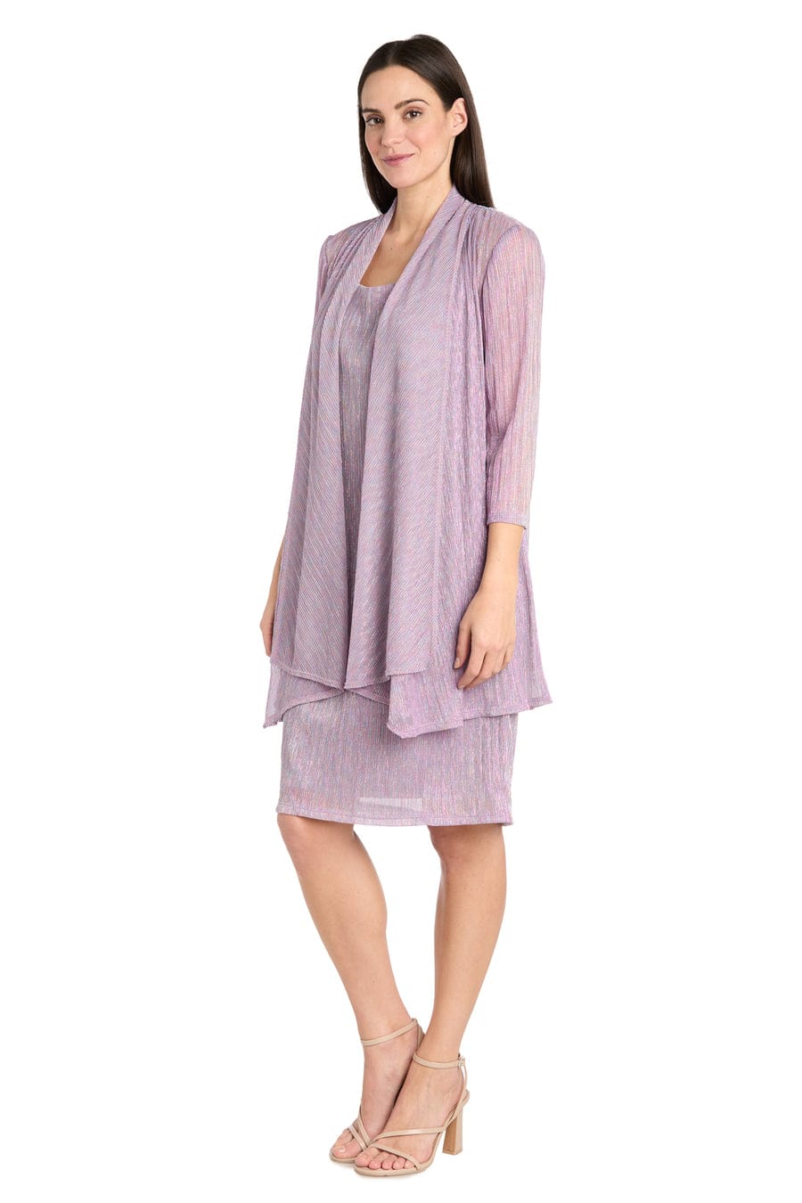 R&M Richards Metallic Knit Two-Piece Jacket Dress Set