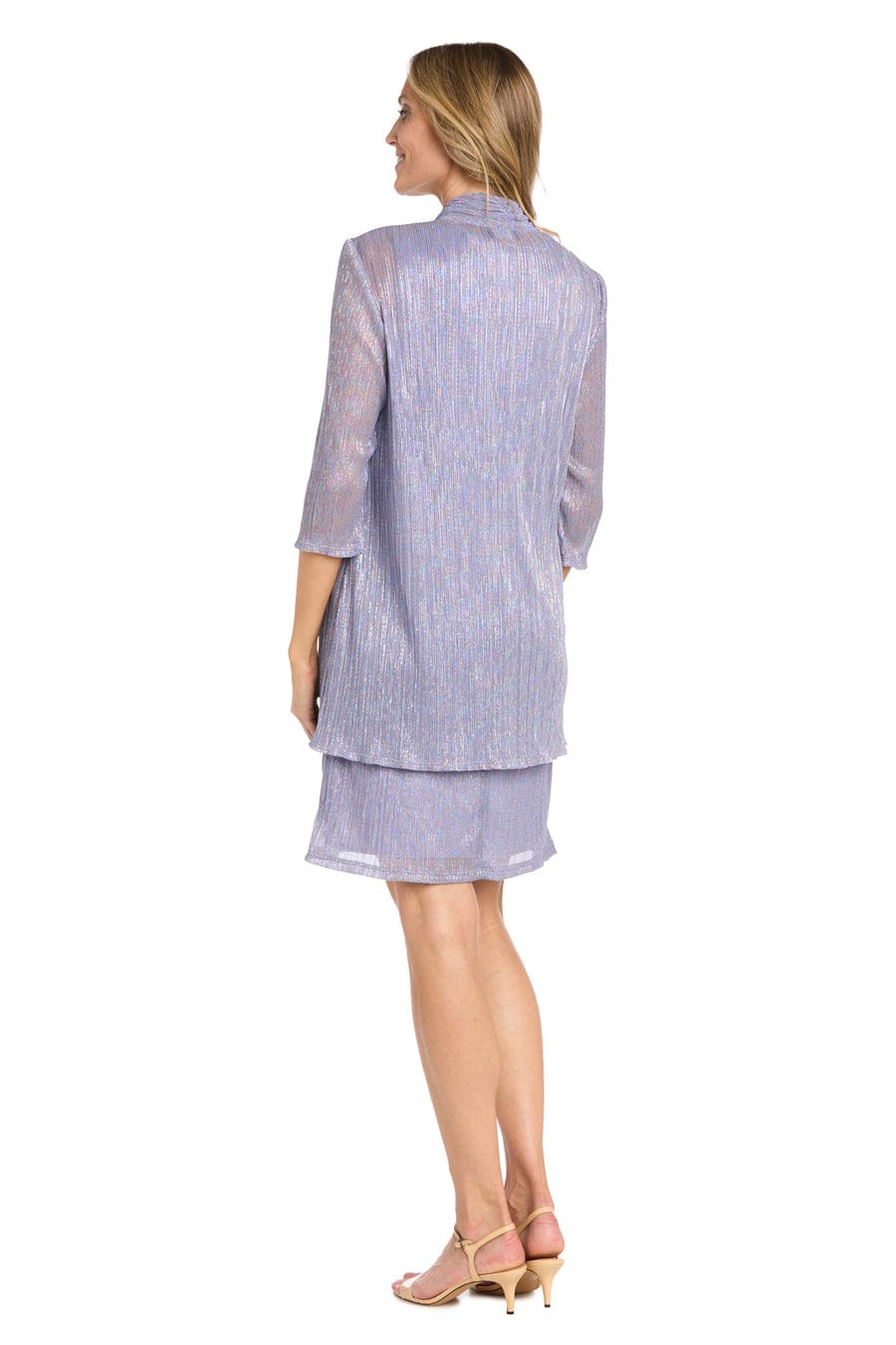 R&M Richards Metallic Knit Two-Piece Jacket Dress Set