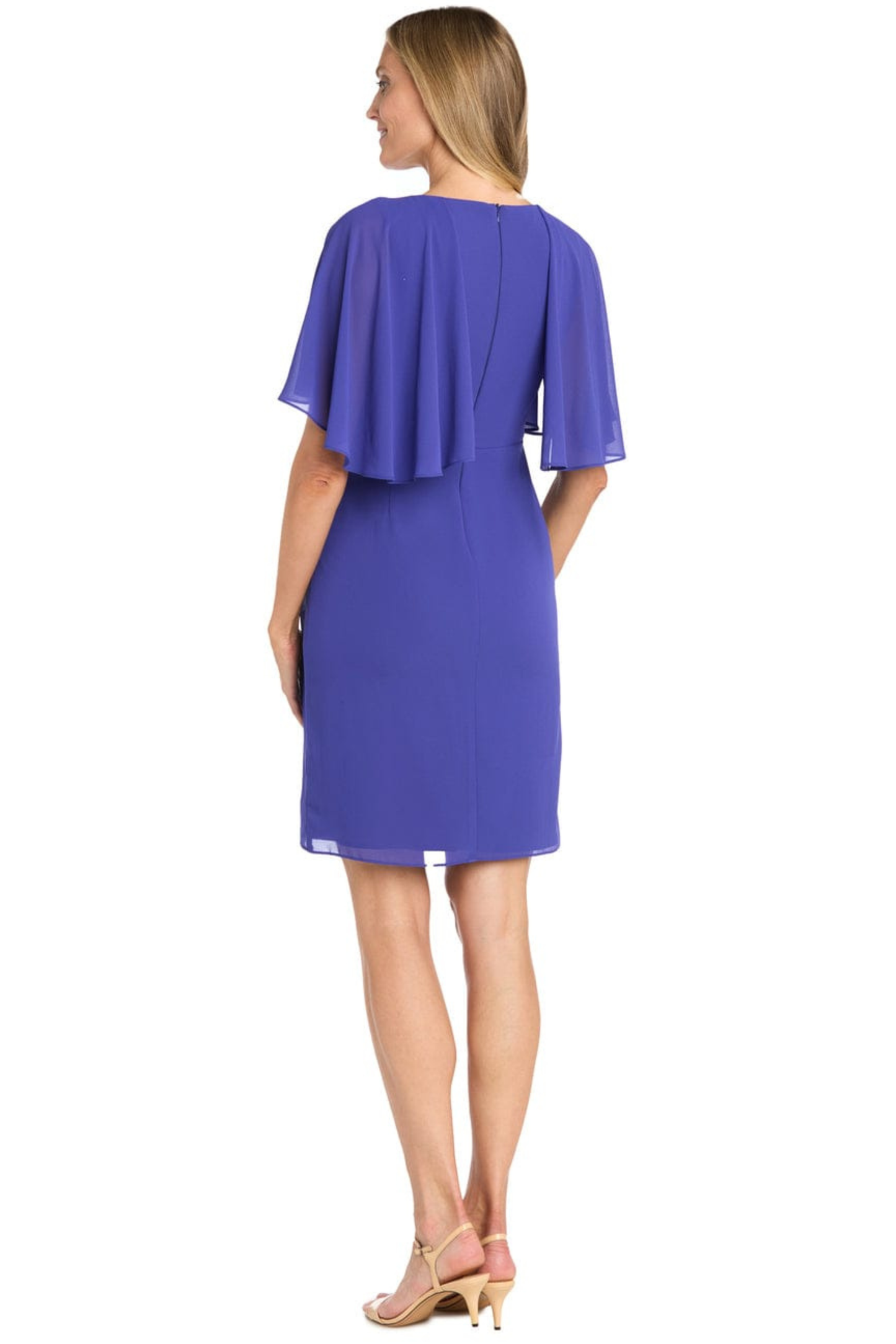 R&M Richards Embellished Flutter-Sleeve Sheath Dress