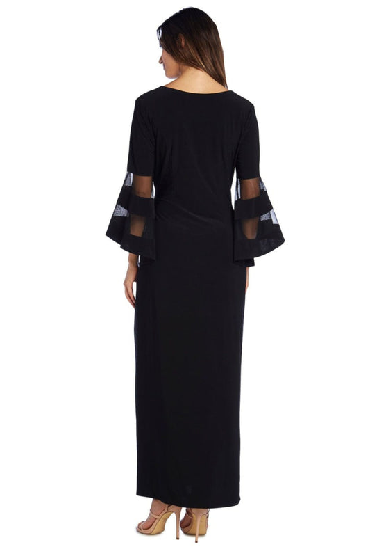 RM Richards Sheer Trim Bell Sleeve Evening Dress