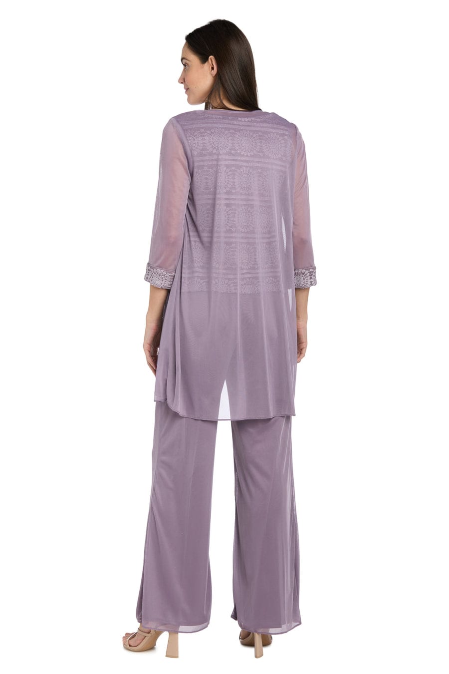 R&M Richards Three-Piece Lace & Chiffon Evening Pant Set