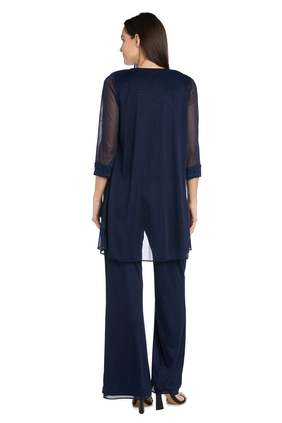 R&M Richards Three-Piece Lace & Chiffon Evening Pant Set