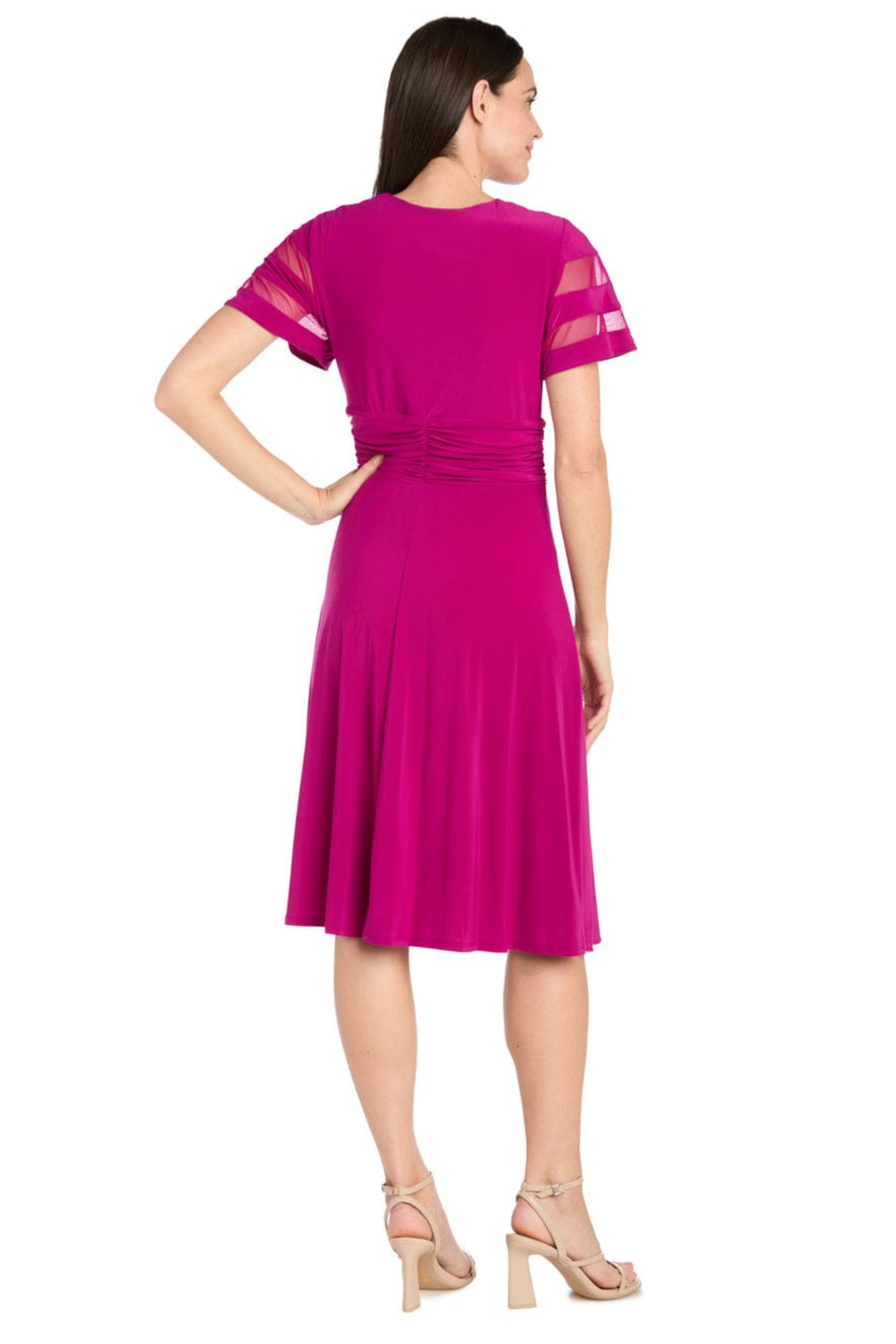 R&M Richards Rhinestone Buckle Ruffled Cocktail Dress