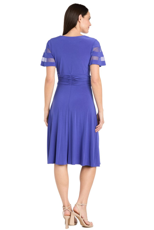 R&M Richards Rhinestone Buckle Ruffled Cocktail Dress