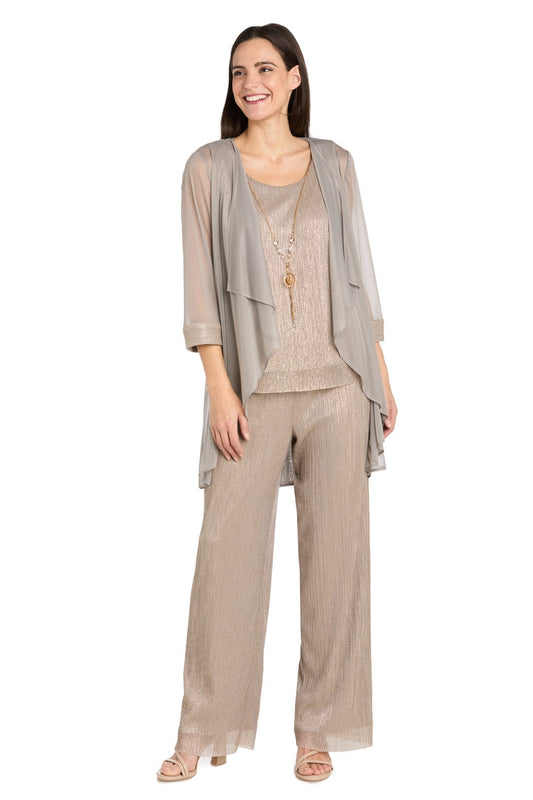 RM Richards 3-Piece Metallic Evening Pants Suit