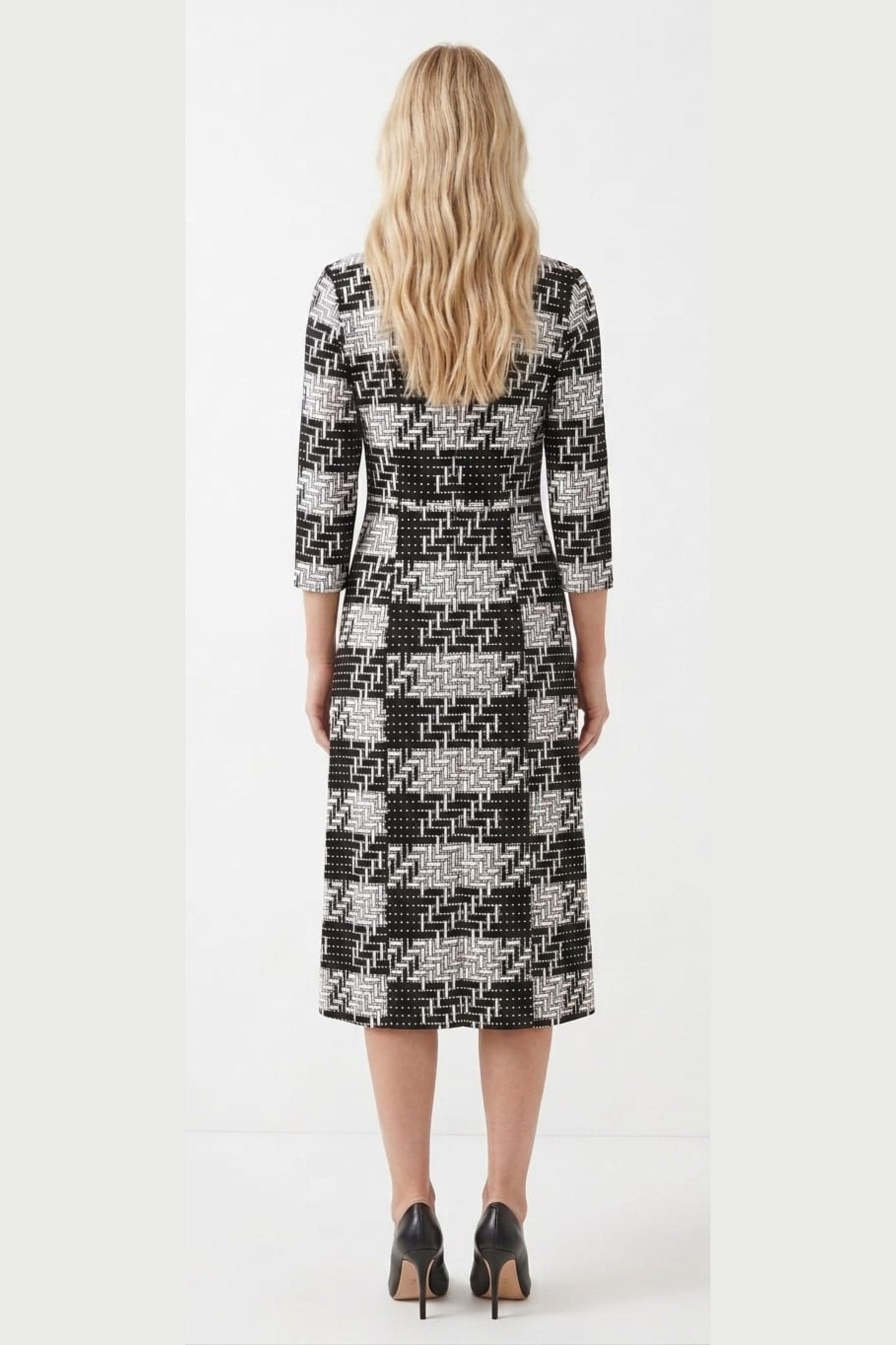 Jessica Rose Monochrome Tweed Basketweave A-Line Shift Dress
