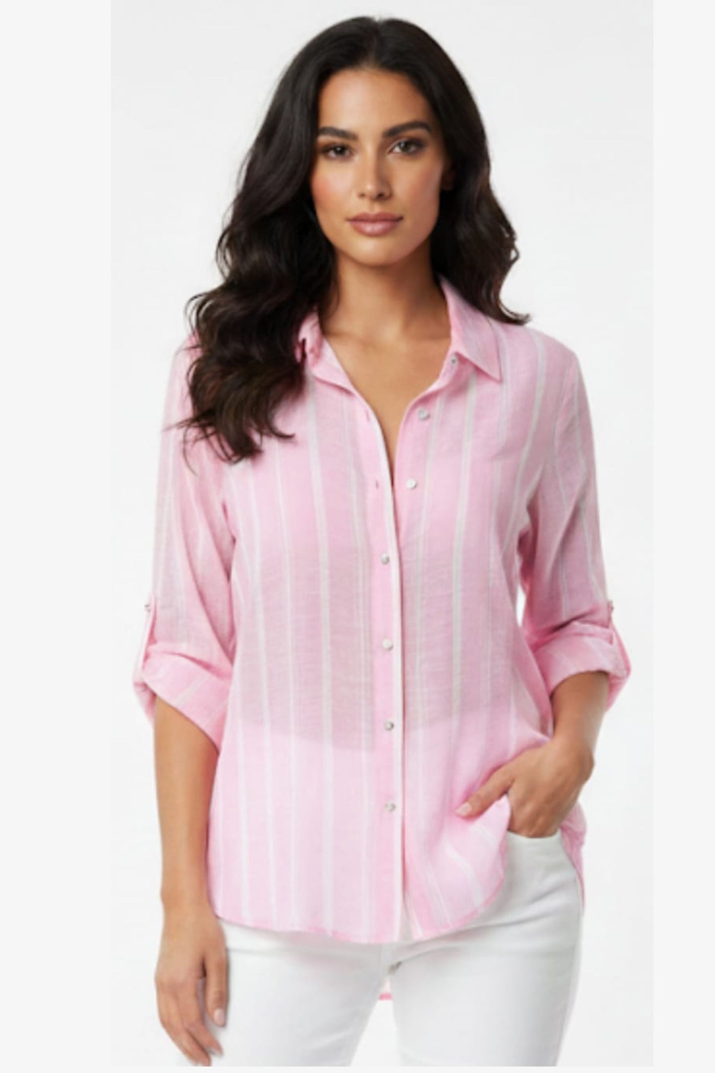 Grand & Greene Collared Striped Button-Down Shirt